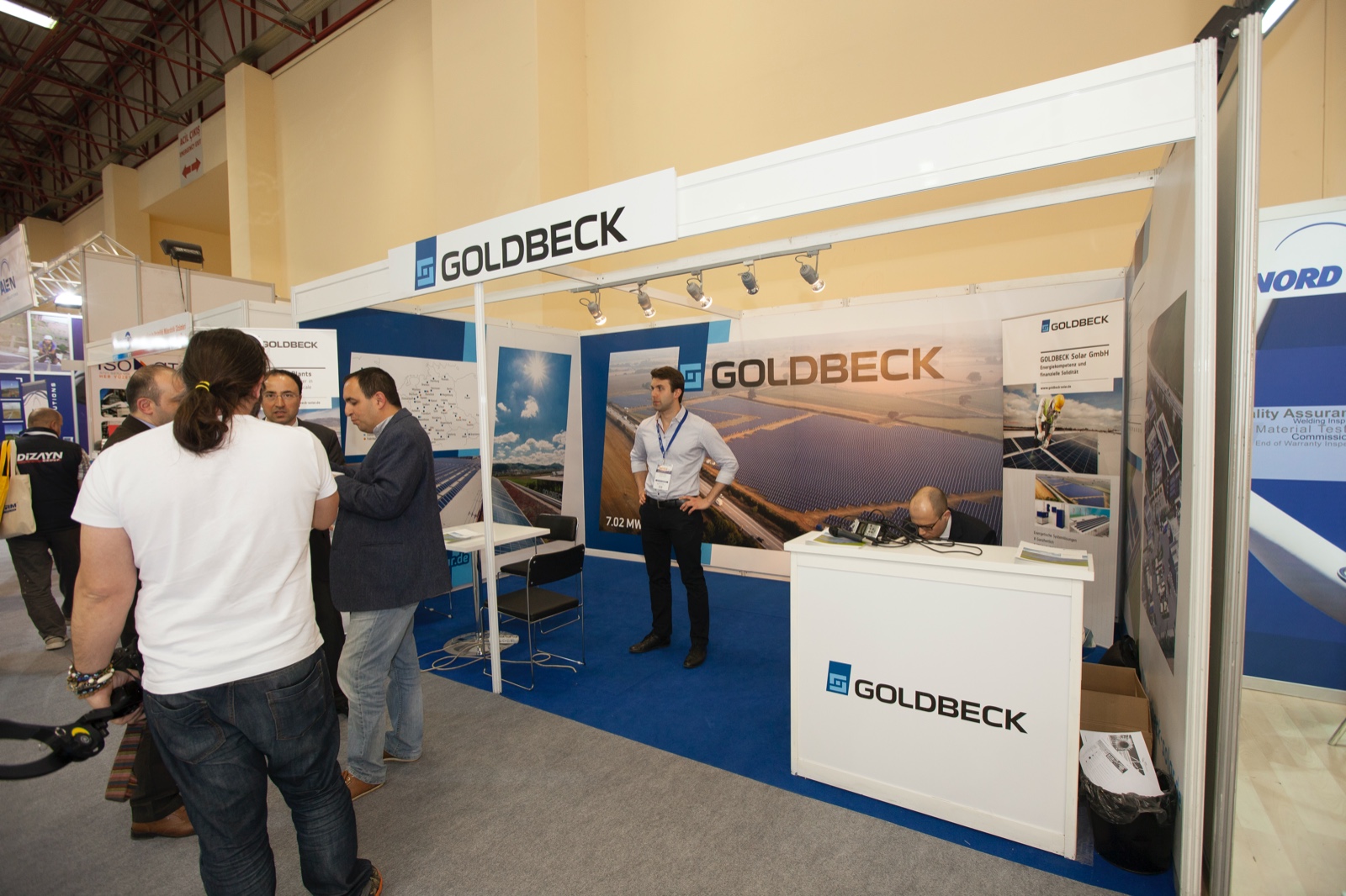 Yellow and black exhibition stand